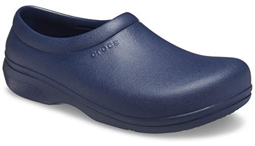 Crocs Unisex Men's and Women's On The Clock Clog | Slip Resistant Work Shoes, Navy, 4 US