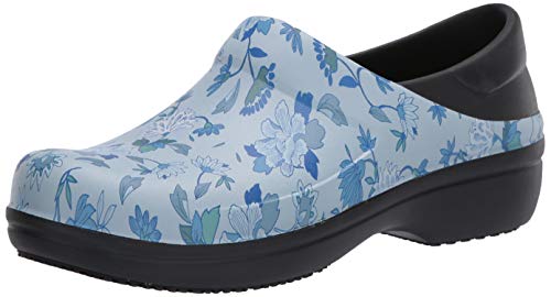 crocs Women's Neria Pro II Clog | Slip Resistant Work Shoes, Black/Blue, 4